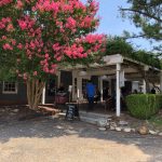 patio beside blooming crape myrtle