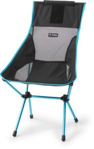 black and teal Helinox cmaping chair