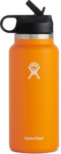 an orange Hydroflask water bottle