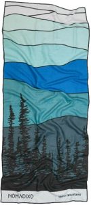 Nomadix quick-dry towel with a design of the smoky mountains