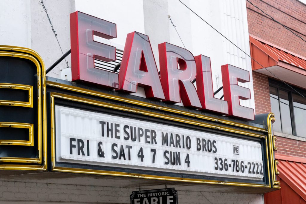 marquee in front of the Earle Theatre
