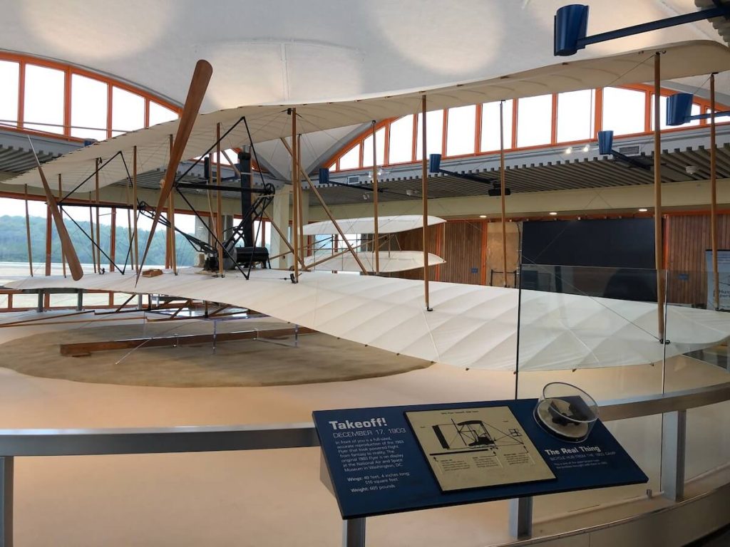 model of the Wright Brother's airplane at one of the small beach towns in North Carolina