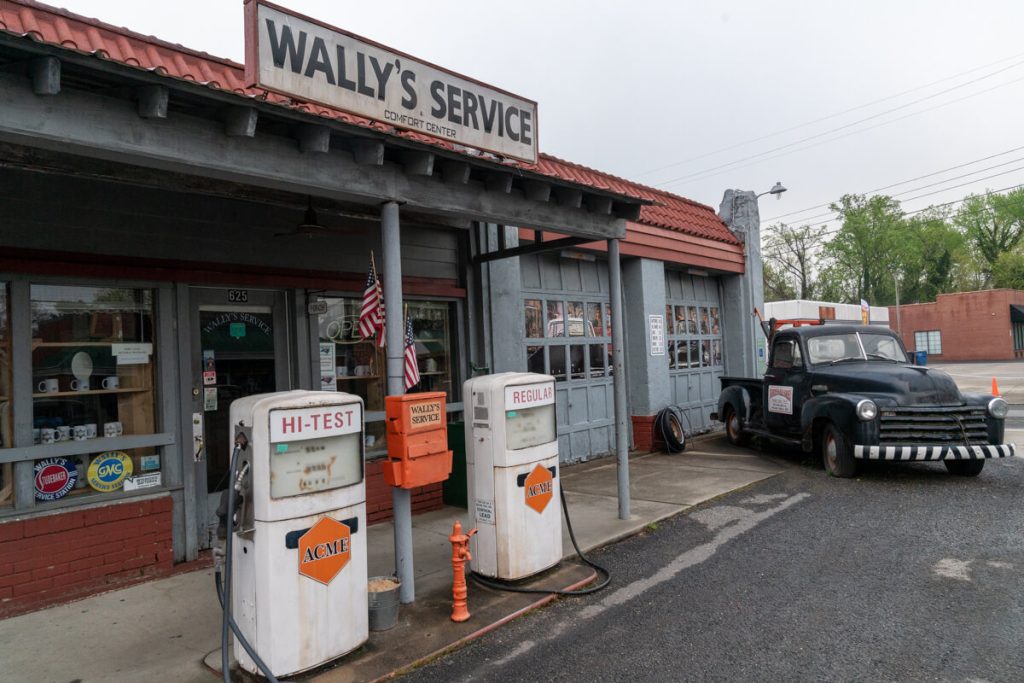 Outside of Wally's Service station.