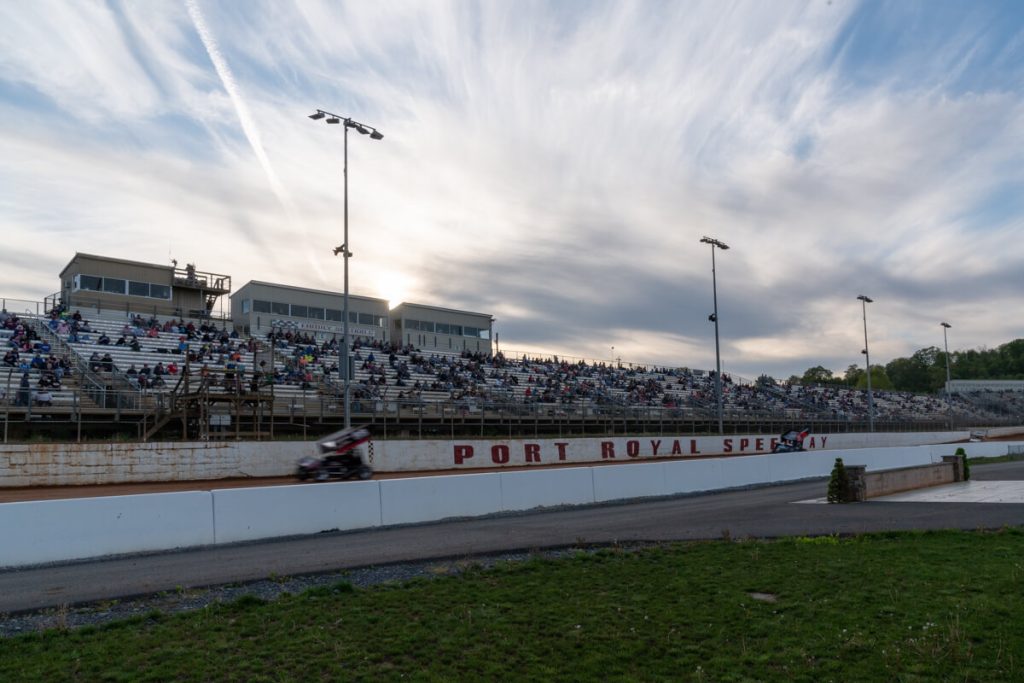 grandstands at Port Royal Speedway with spectators