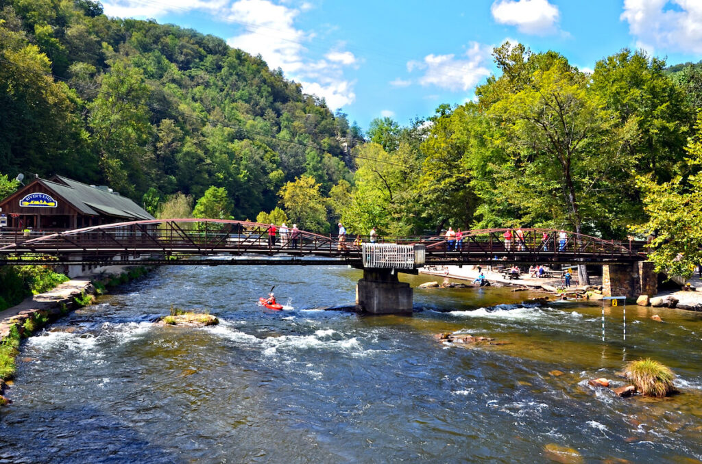 Bridge across the Nantahala River and the Nantahala Outdoor Center.