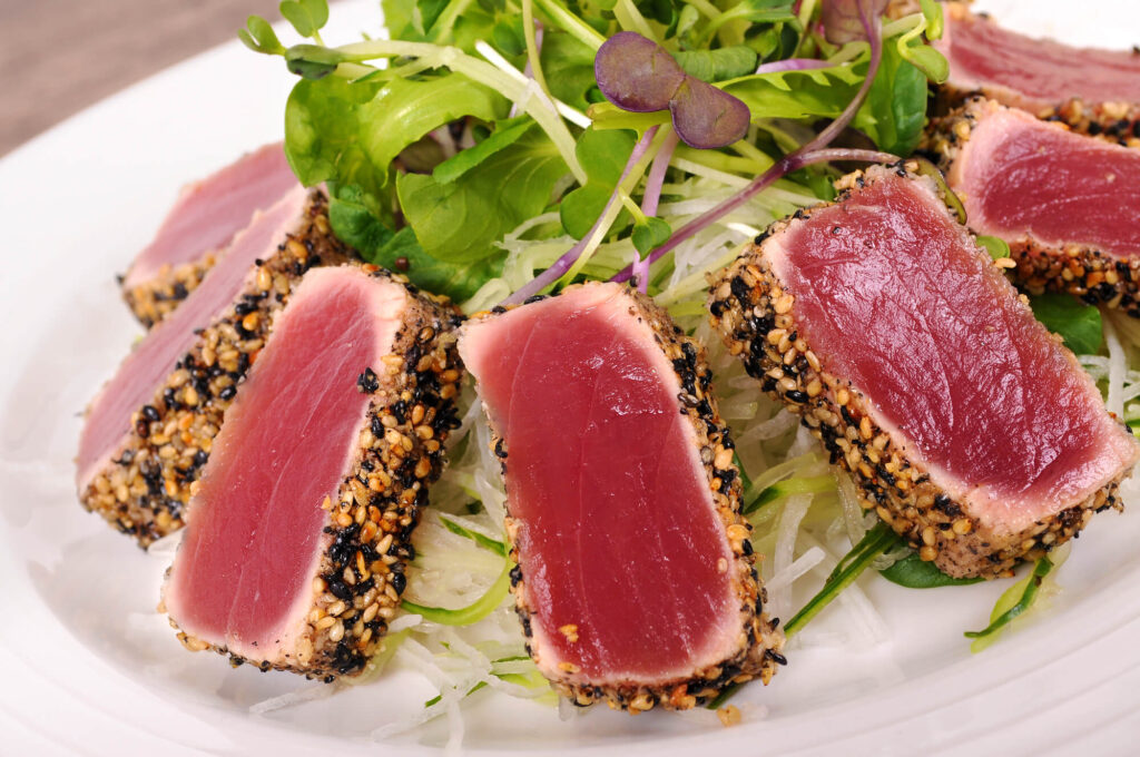 seared sesame tuna - a popular dish from the seafood restaurants in Red Hook