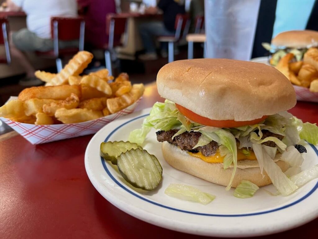 Burger and fries from Leon's.