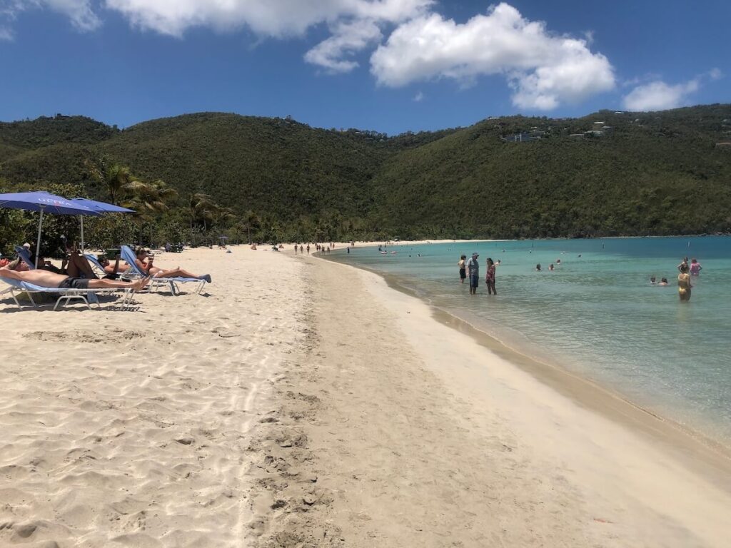 View down the beach at Magens Bay.