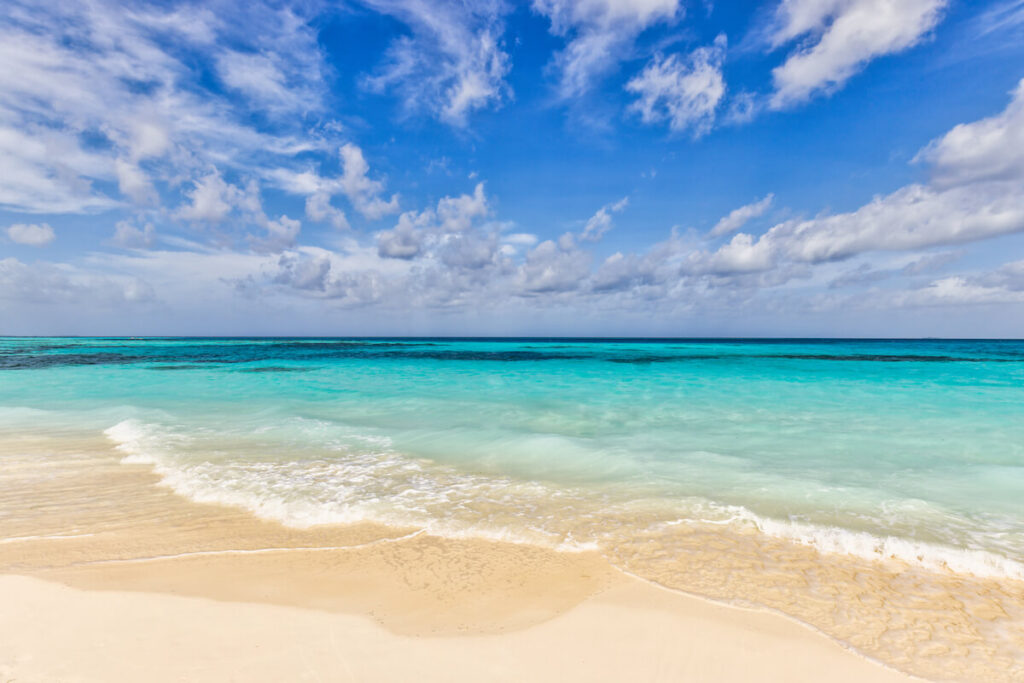 Small waves rolling onto a beach